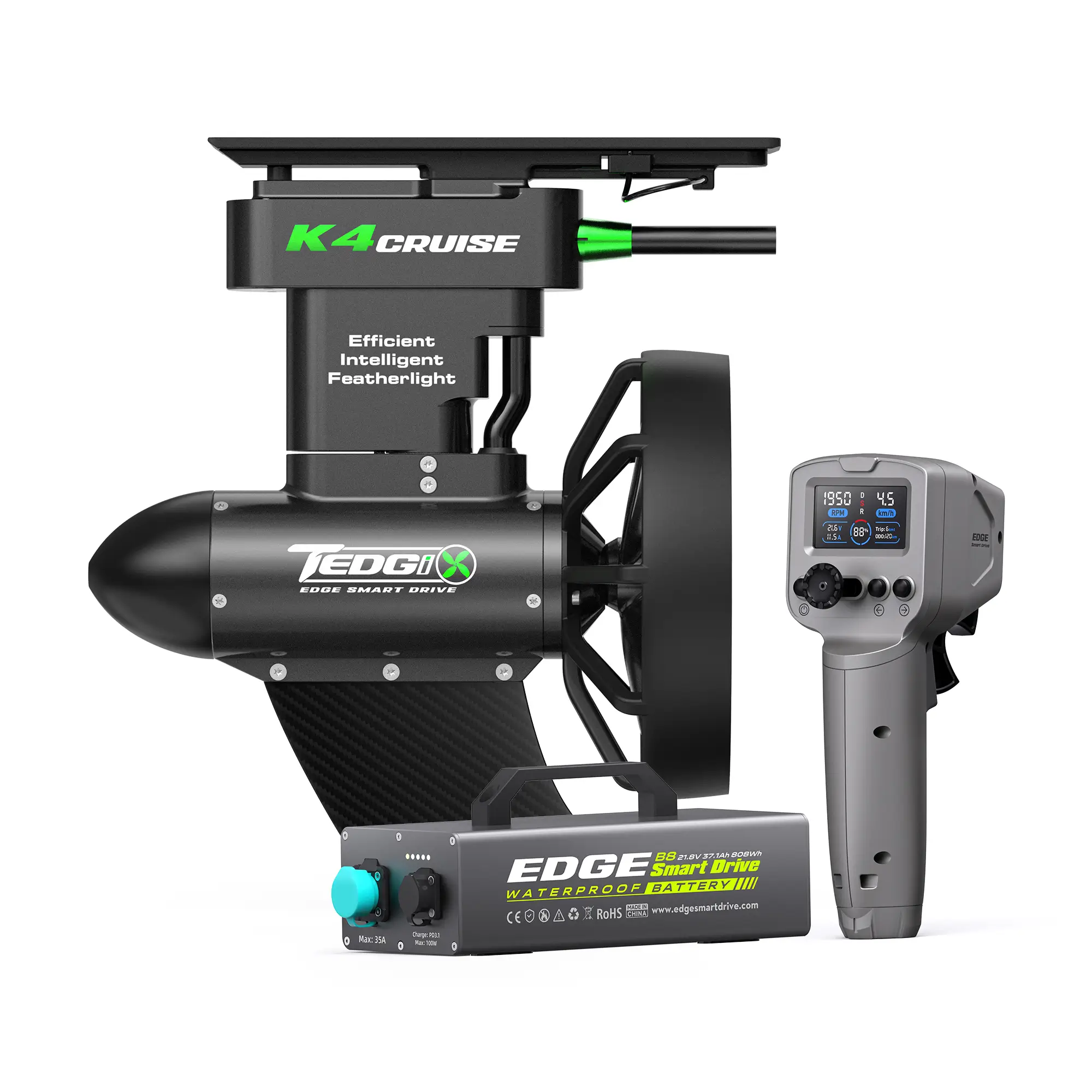 K4C Cruise electric SUP and kayak motor bundle with wireless remote and B8 battery
