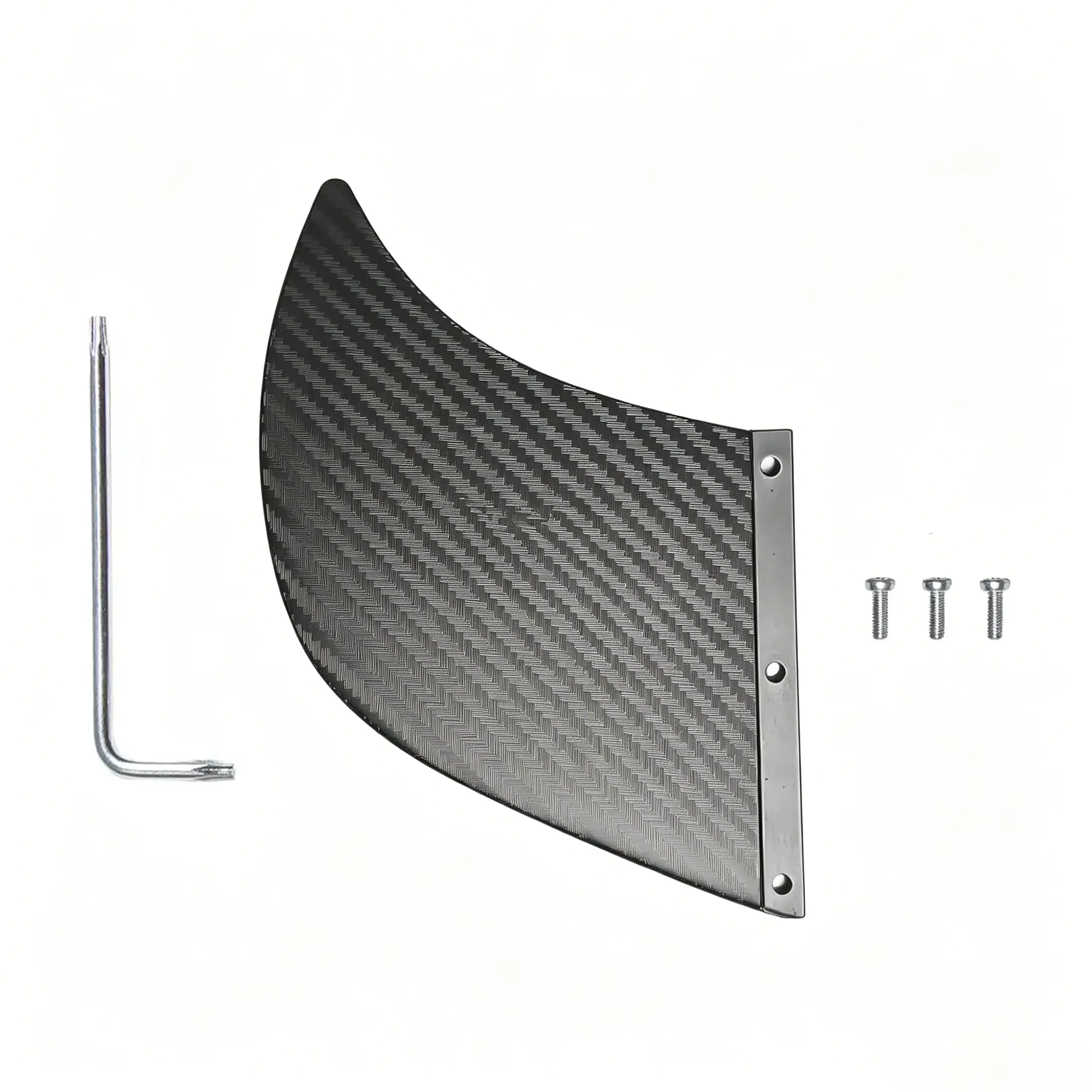 Side view of Tedgix K4C replacement fin with mounting screws and Allen key