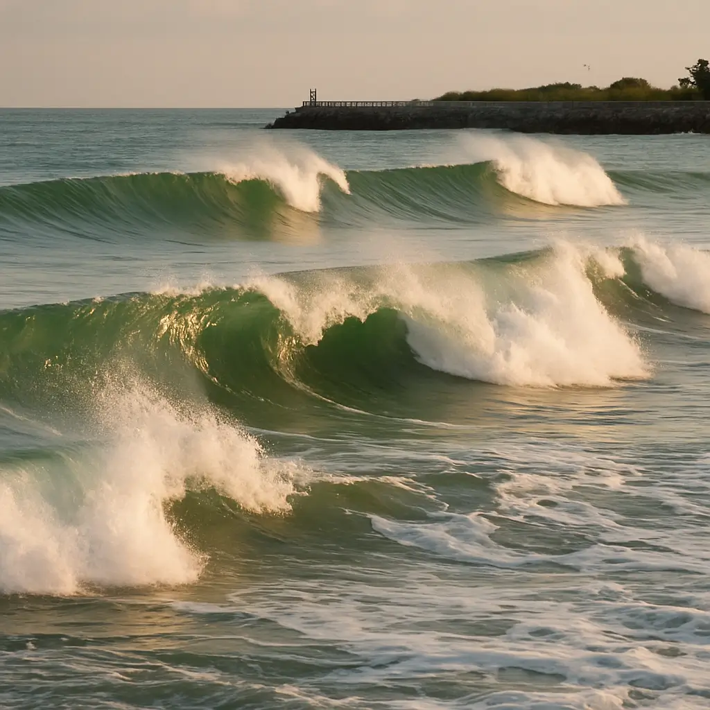 Powerful Atlantic waves breaking along the Florida coastline during a swell.