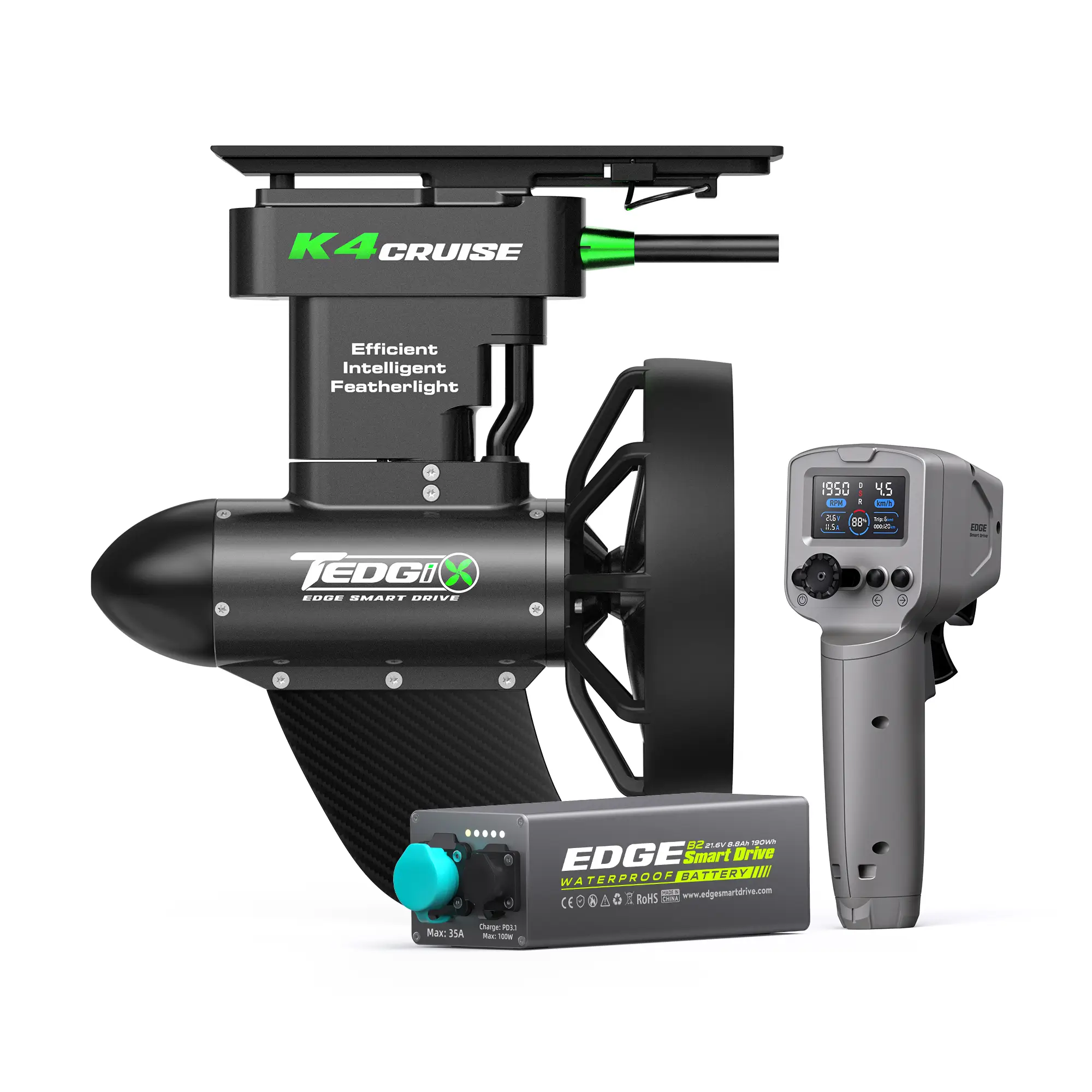 K4C Cruise electric SUP and kayak motor bundle with wireless remote and B2 battery