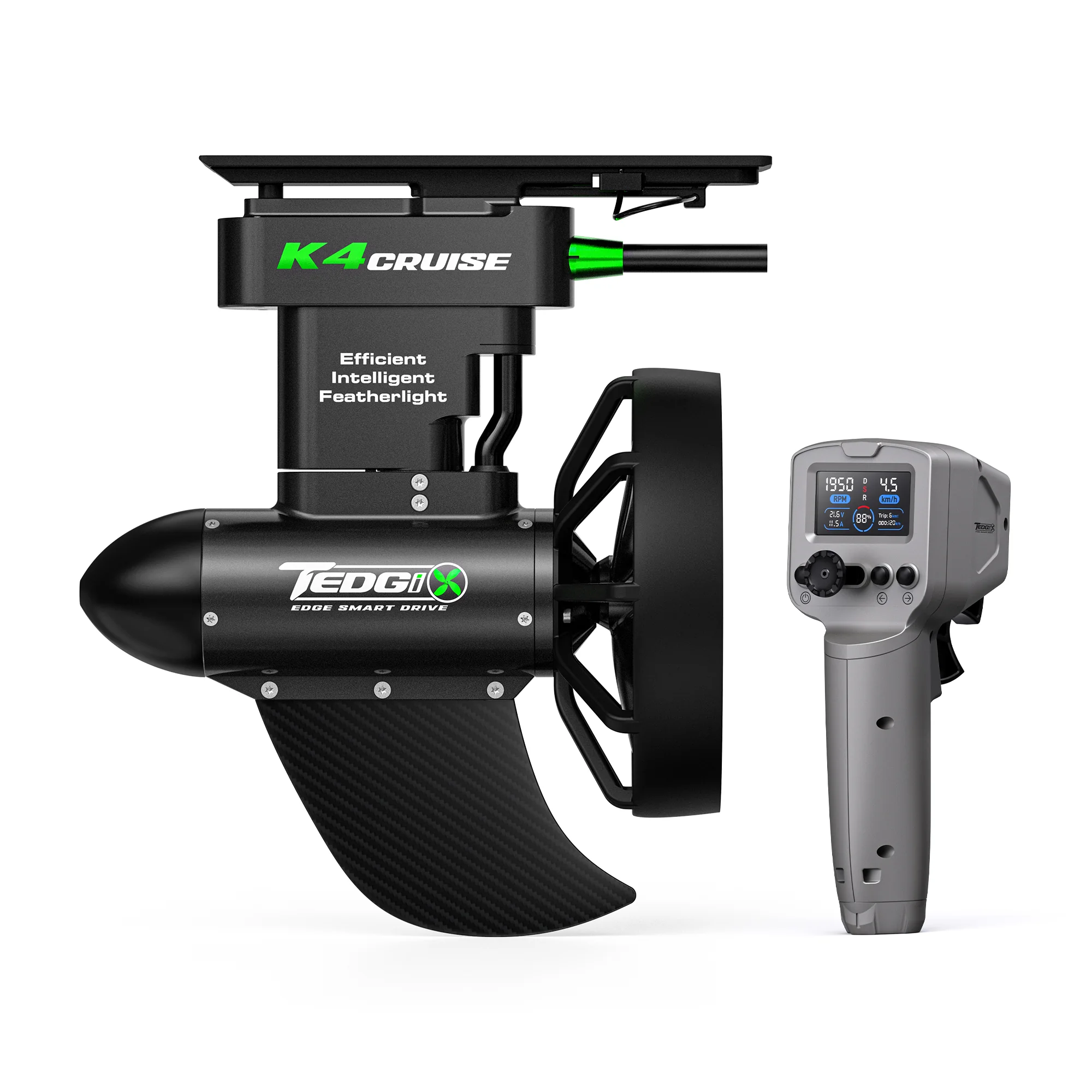 Tedgix K4C Cruise motor kit with wireless remote control for relaxed SUP and kayak cruising.