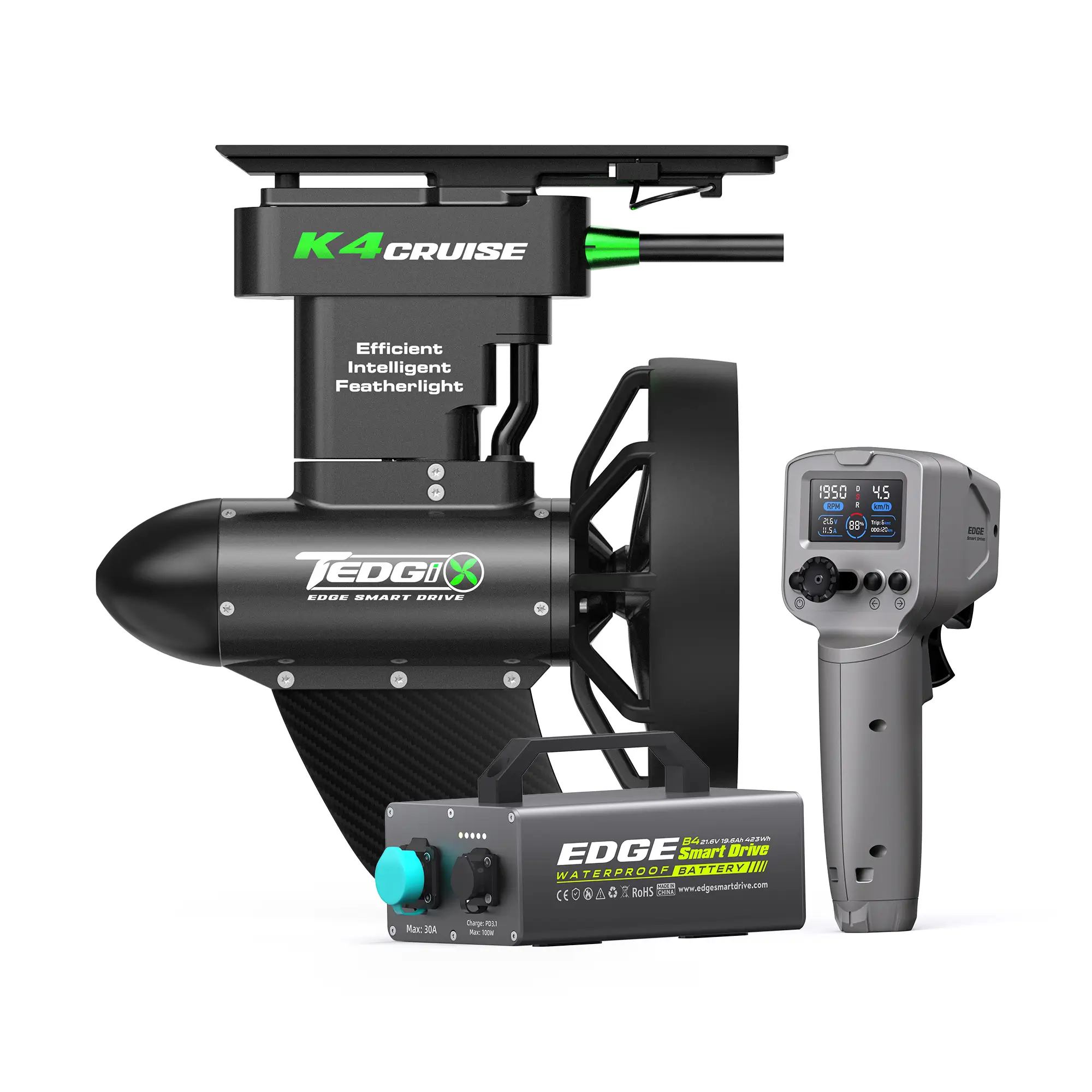 K4C Cruise electric SUP and kayak motor bundle with wireless remote and B4 battery