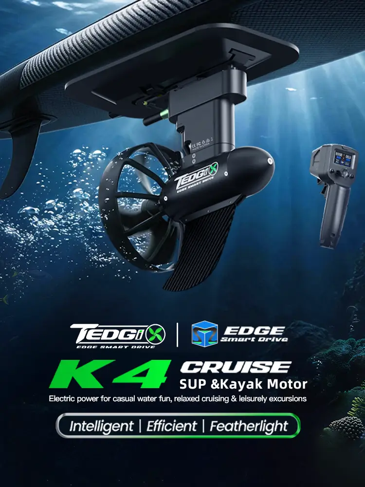 K4C Cruise electric SUP and kayak motor homepage banner for mobile