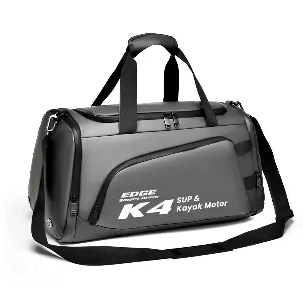 Angled side view of the TEDGIX K4 travel gear bag, showing sturdy handles and water-resistant material for outdoor equipment.