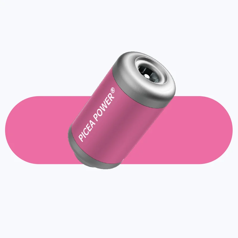 TEDGIX TurboBean mini air pump in rose pink anodized aluminum finish.