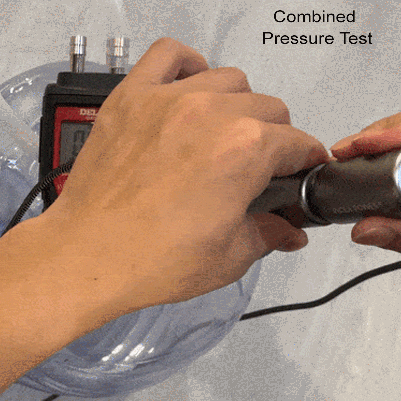 Live pressure gauge test demonstrating the real-time pressure increase when using the TEDGIX TurboBean modular boosting system.