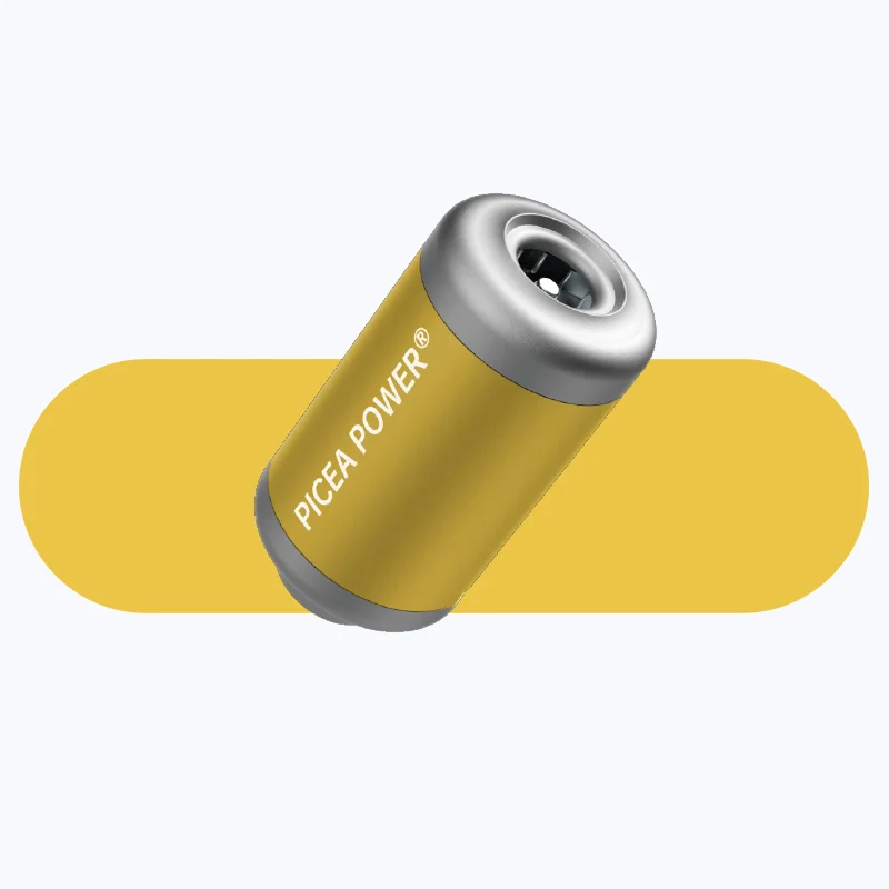 TEDGIX TurboBean mini air pump in gold yellow anodized aluminum finish.