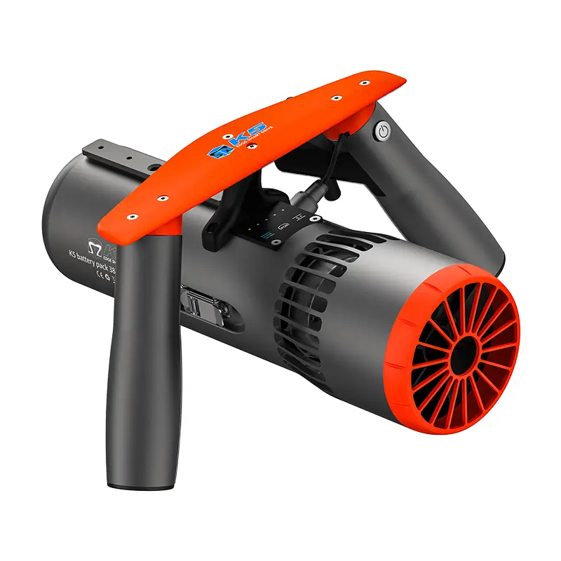 TEDGIX K5 electric underwater scooter in orange, designed for snorkeling, diving, and pool fun.