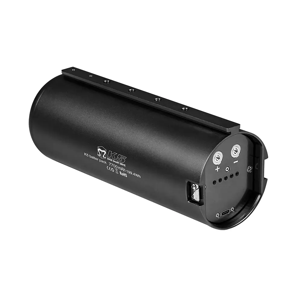 TEDGIX K5 long-range battery pack (199.4Wh / 7700mAh). High-capacity waterproof lithium battery for extended runtime.
