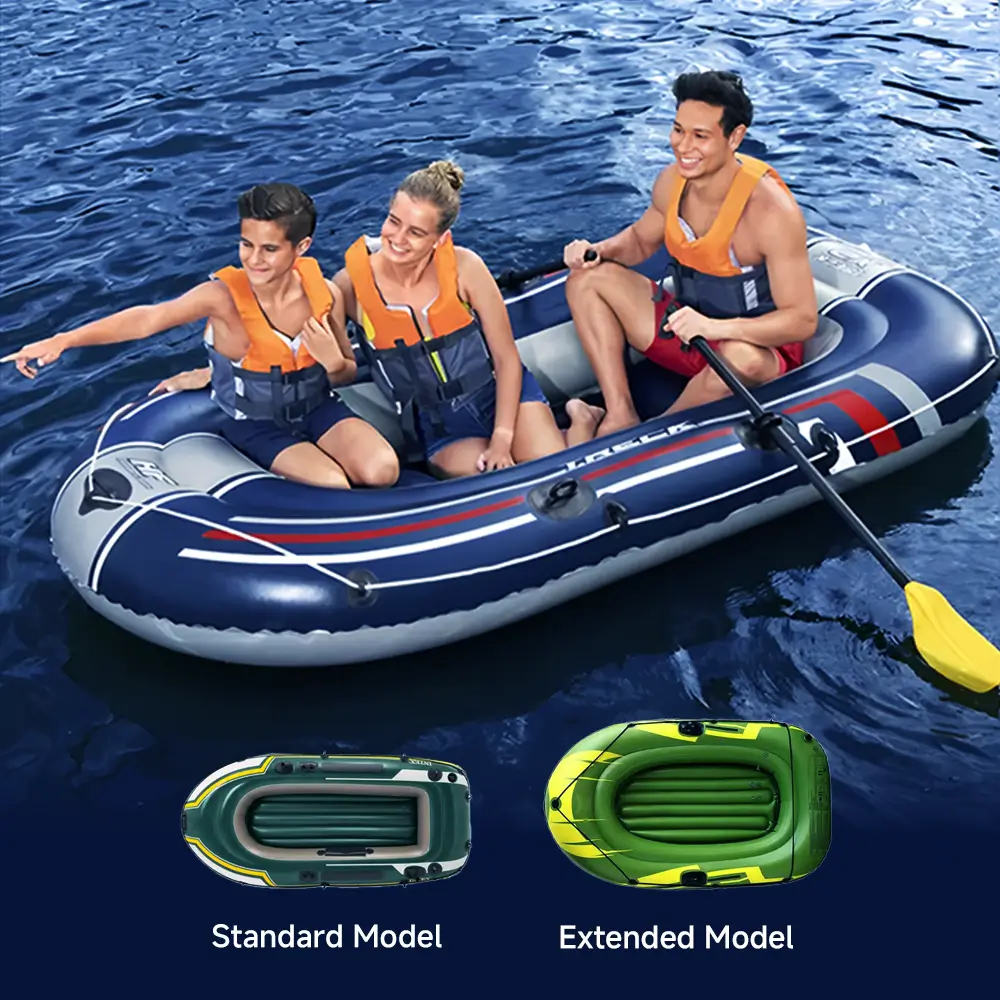 Family enjoying a day out on an inflatable boat equipped with TEDGIX K4 motor. Fits standard and extended inflatable models.