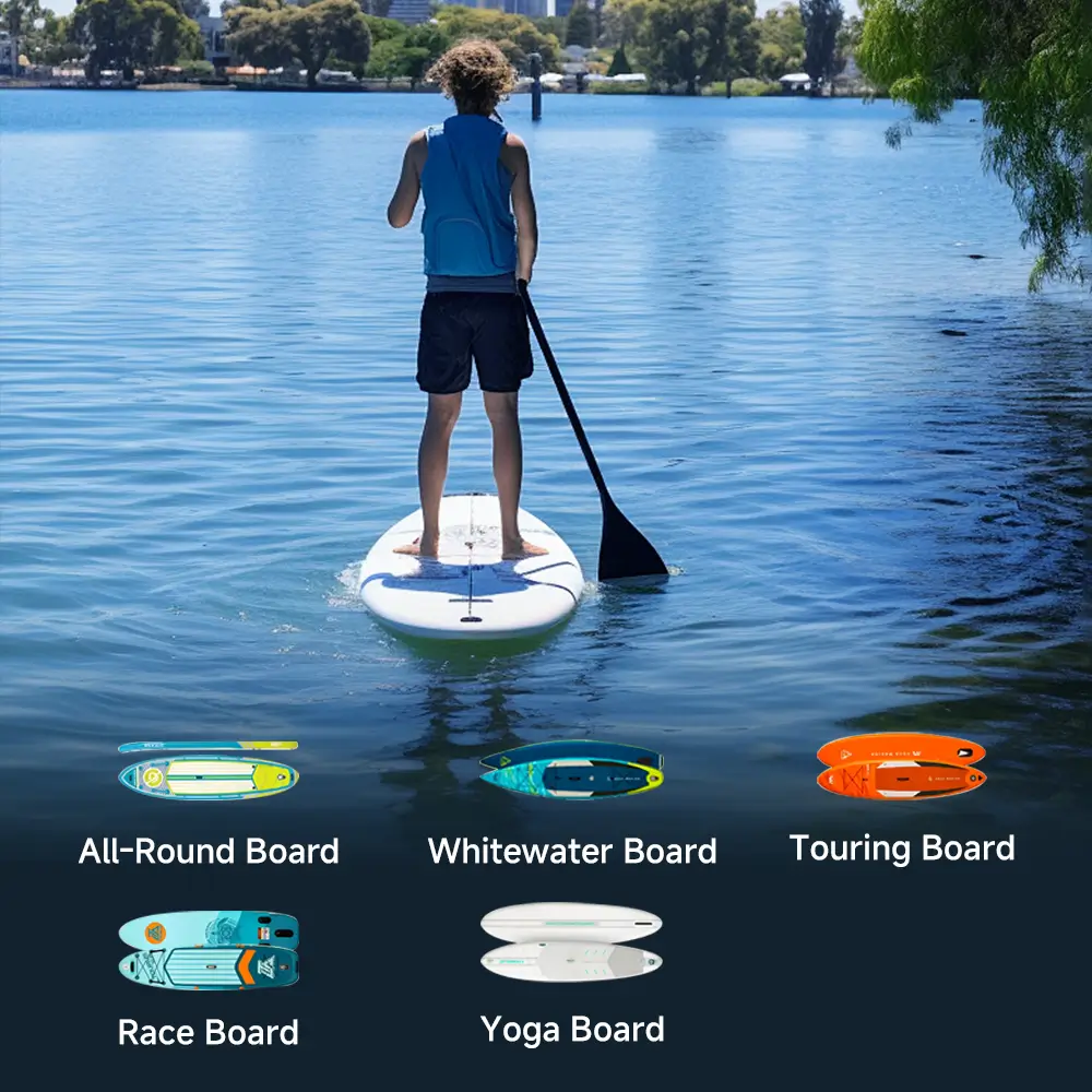 SUP enthusiast using TEDGIX K4 electric fin. Universal fit for all-round, touring, racing, and yoga paddleboards.