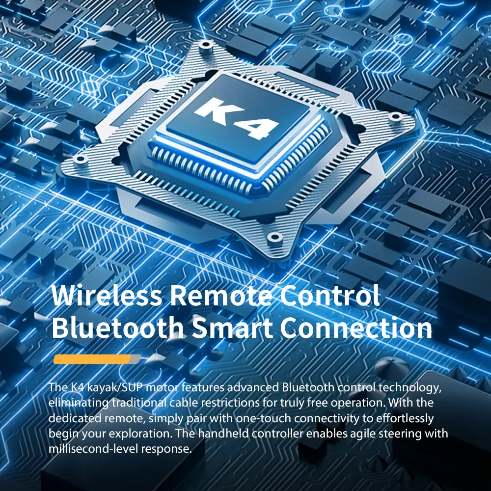 Close-up of the TEDGIX K4 intelligent control chip, powering the Bluetooth wireless connection and smart battery management.