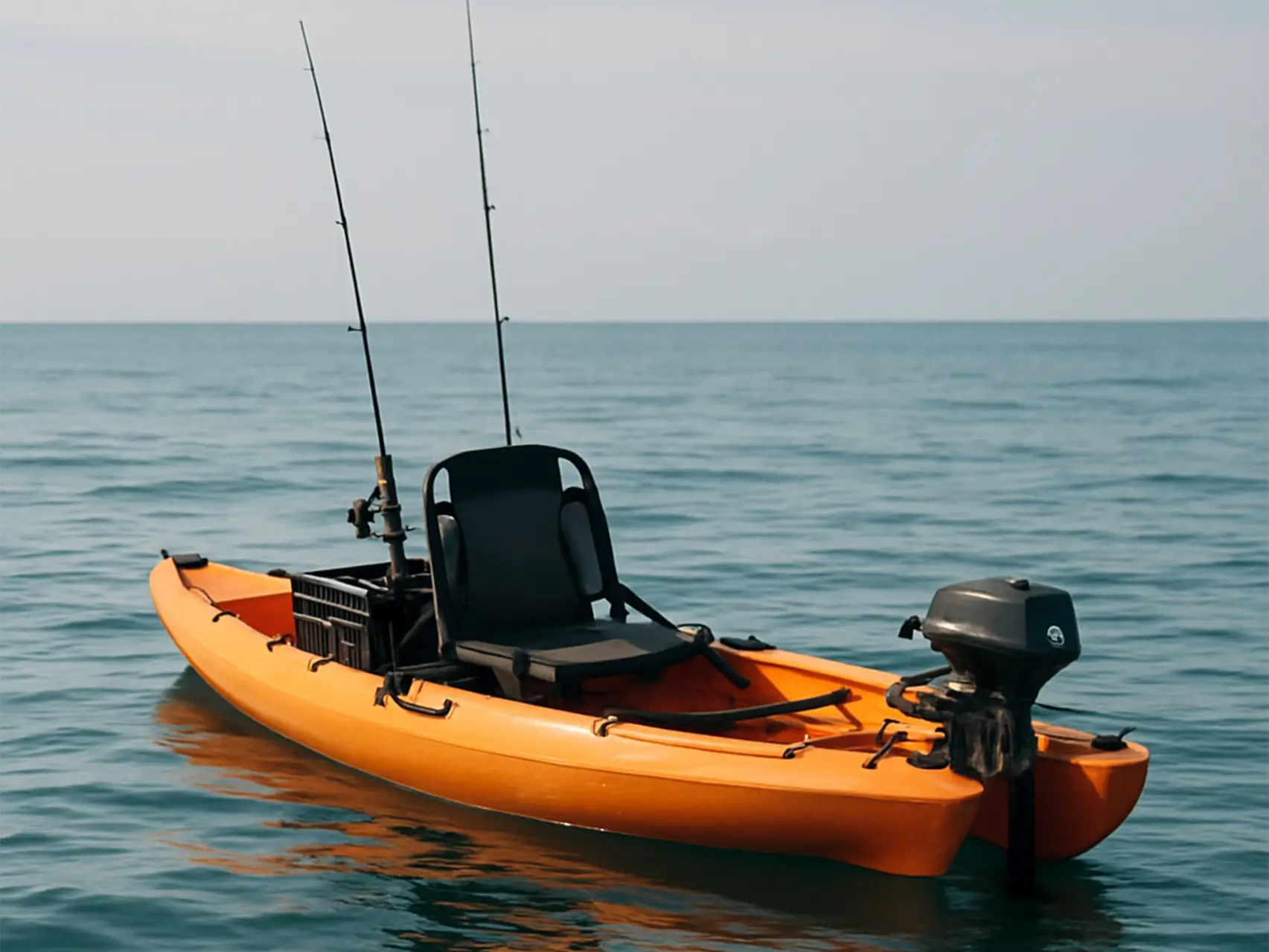 fishing kayak with rod holders on open water, designed for nearshore fishing